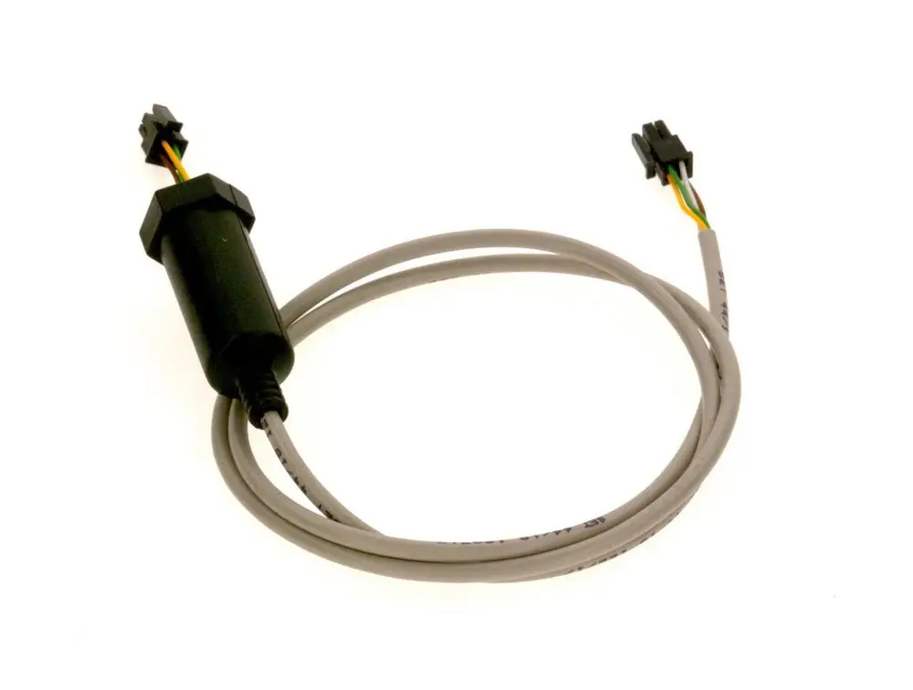 Verbindungskabel mit schwarzem Stecker und zwei mehrfarbigen Drähten, hergestellt von Bosch. Das Kabel hat eine flexible Leitung und dient zur elektrischen Verbindung.